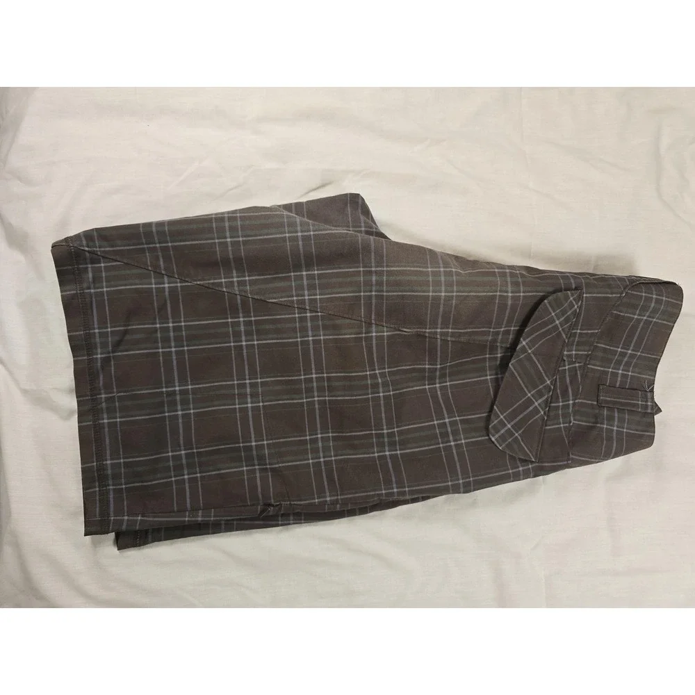 Pearl Izumi Shorts Mens Small Brown Plaid Cycling Biker Relaxed Fit Pockets